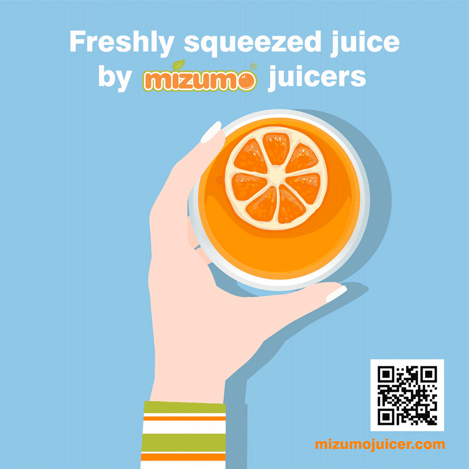 Freshly squeezed juice by Mizumo juicers