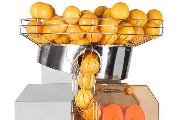 Detalle alimentador exprimidor de naranjas INDUSTRIAL